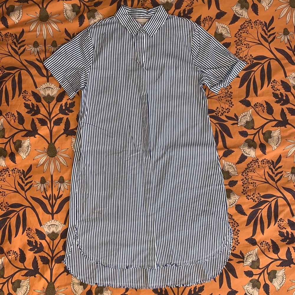 Philosophy Striped Shirt Dress w raw hem size S